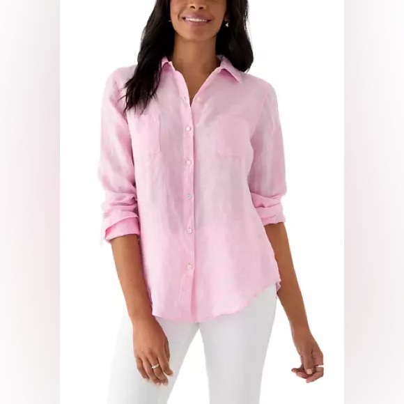 Lilly Pulitzer Women’s Sea View Linen Button Down Top in Pink, Size SMALL - EUC - Picture 17 of 17